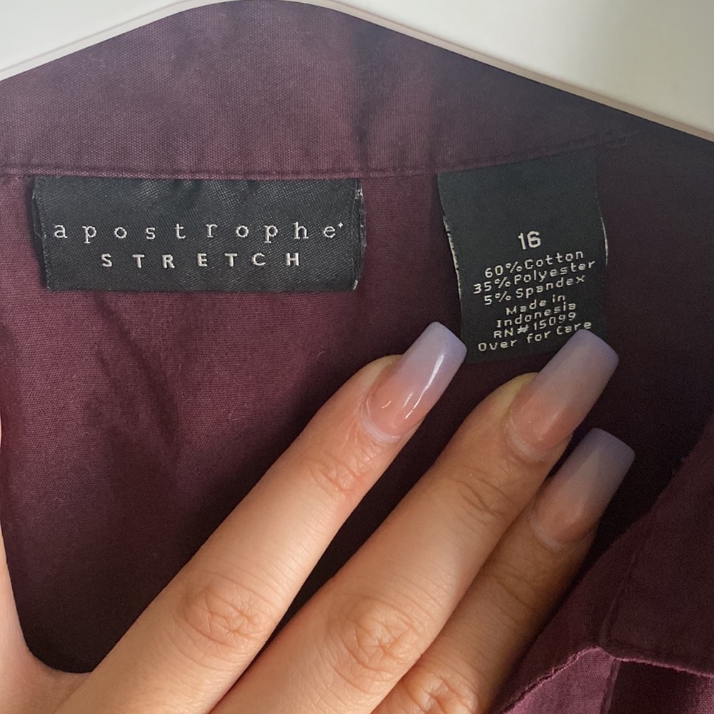 Burgundy Apostrophe Stretch button up - Picture 3 of 4